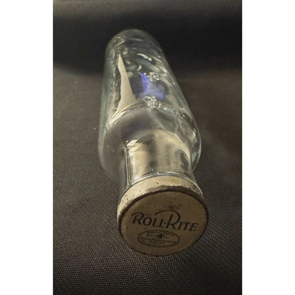 Vintage Roll Rite Clear Glass Rolling Pin w/ Cork Lined Cap